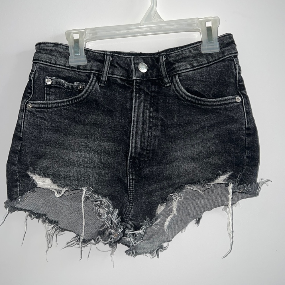 Zara Black High Rise Denim Shorts
